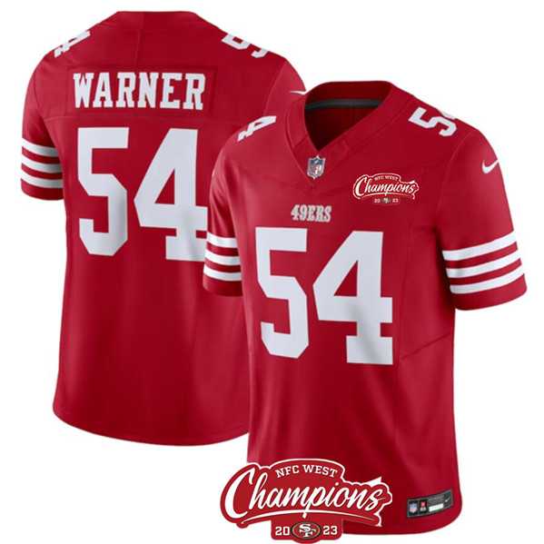 Men & Women & Youth San Francisco 49ers #54 Fred Warner Red 2023 F.U.S.E. NFC West Champions Patch Stitched Jersey->san francisco 49ers->NFL Jersey
